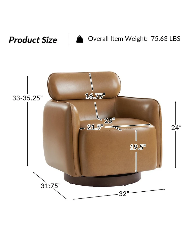 Hulala Home Rick Modern Swivel Chair with Adjustable Headrest