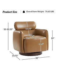 Hulala Home Rick Modern Swivel Chair with Adjustable Headrest