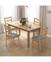 Gymax Dining Chair Set of 4 w/ Padded Seat Hollowed Wave Backrest Rubber Wood Frame