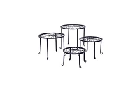 Slickblue 4-Tier Plant Shelves with Round Pattern Stylish Black Baking Paint Display for Indoor and Outdoor Plants