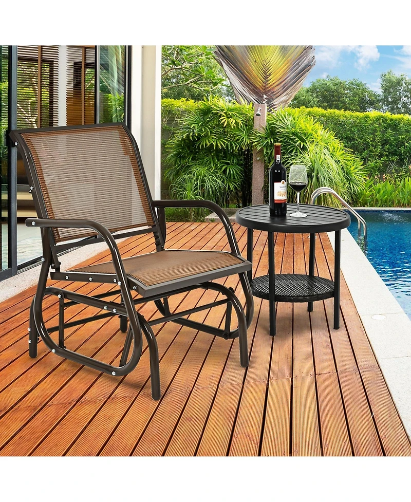 Sugift Outdoor Single Swing Glider Rocking Chair with Armrest