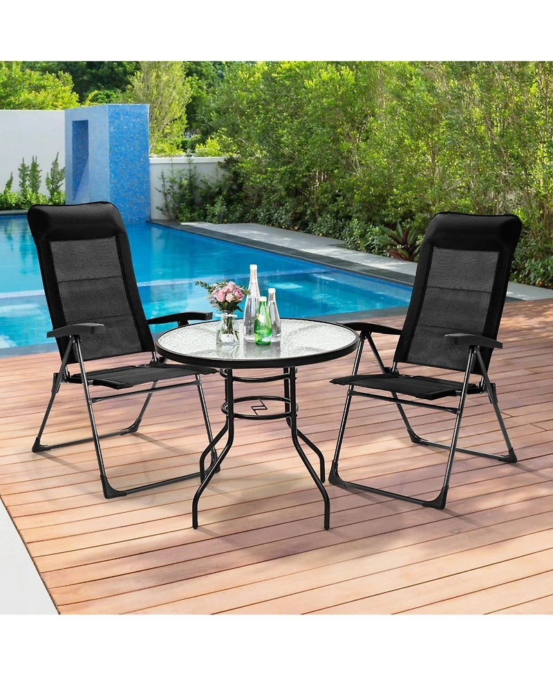 Sugift 2 Pieces Portable Patio Folding Dining Chairs with Headrests Adjust
