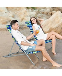 Sugift Portable Beach Chair Set of 2 with Headrest