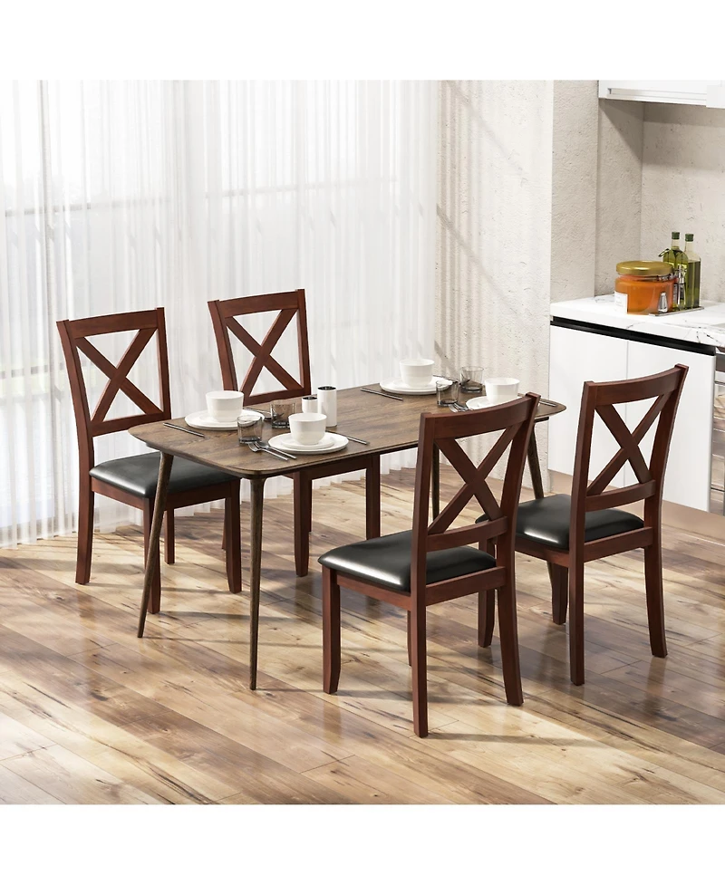 Sugift Set of 2 Wooden Kitchen Dining Chair with Padded Seat and Rubber Wood Legs