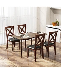 Sugift Set of 2 Wooden Kitchen Dining Chair with Padded Seat and Rubber Wood Legs
