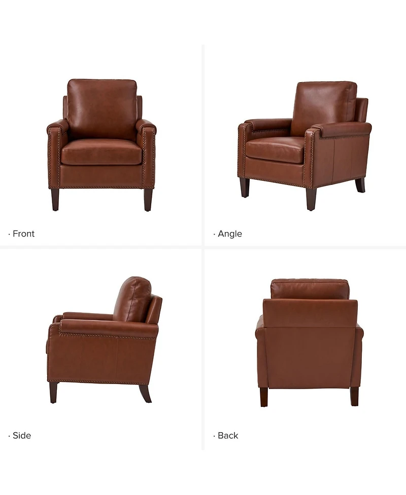Kunz Transitional Genuine Leather Armchair with Removable Back Cushion