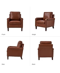 Kunz Transitional Genuine Leather Armchair with Removable Back Cushion