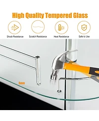 Sugift 2-holder Bar Table with Tempered Glass Shelf