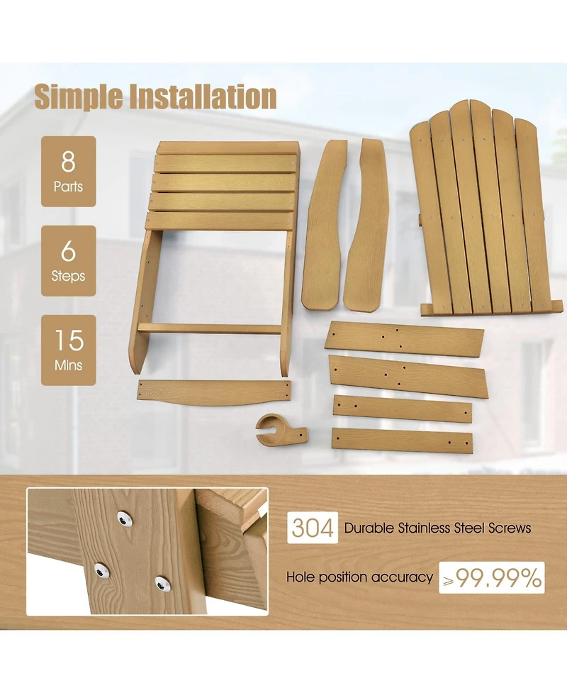 Vebreda Weather Resistant Hips Outdoor Adirondack Chair with Cup Holder