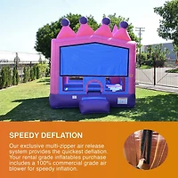 JumpOrange Commercial Grade Inflatable Princess Tiara Bounce House with Blower, Backyard Party Moonwalk Size, Outdoor Play for Kids