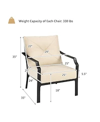 Sugift 2 Pieces Patio Dining Set with Padded Cushions Armrest Steel Frame