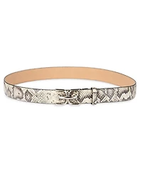 Sam Edelman Women's Double-e Plaque Buckle Exotic Print Belt