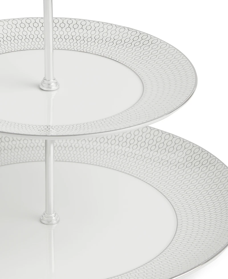 Wedgwood Gio Platinum Cake Stand, 2 Tier