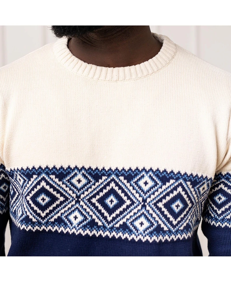 Hope & Henry Men's Crew Neck Fair Isle Sweater