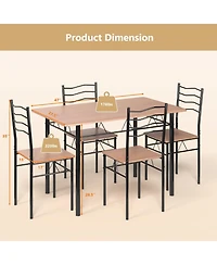 Sugift 5 Pieces Wood Metal Dining Table Set with 4 Chairs