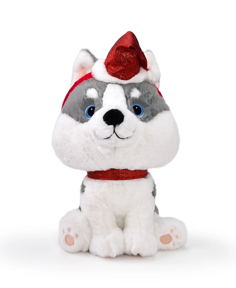 Geoffrey's Toy Box 10" Husky with Christmas Hat Plush Toy, Created for Macy's