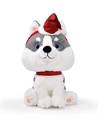 Geoffrey's Toy Box 10" Husky with Christmas Hat Plush Toy, Created for Macy's