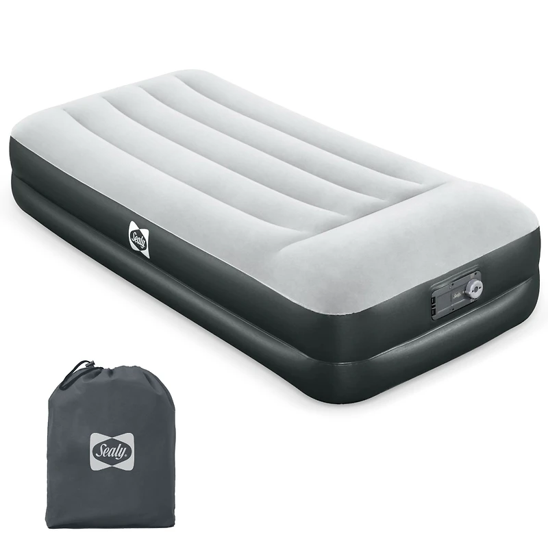 Sealy Baby Tritech Twin Sized 16" Air Mattress Bed 2 Person w/Built-In Ac Pump & Bag