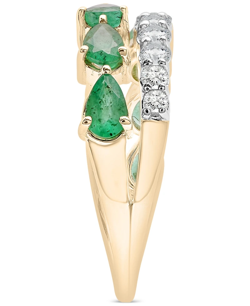Lab-Created Emerald (1 ct. t.w.) & Lab-Created White Sapphire (3/4 ct. t.w.) Double Row Cuff Ring