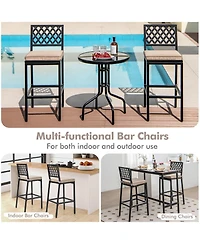 Sugift Set of 2 Patio Bar Chairs with Detachable Cushion and Footrest