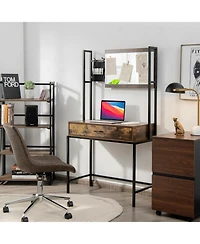 Sugift Industrial Vanity Table with 3-Position Adjustable Mirror