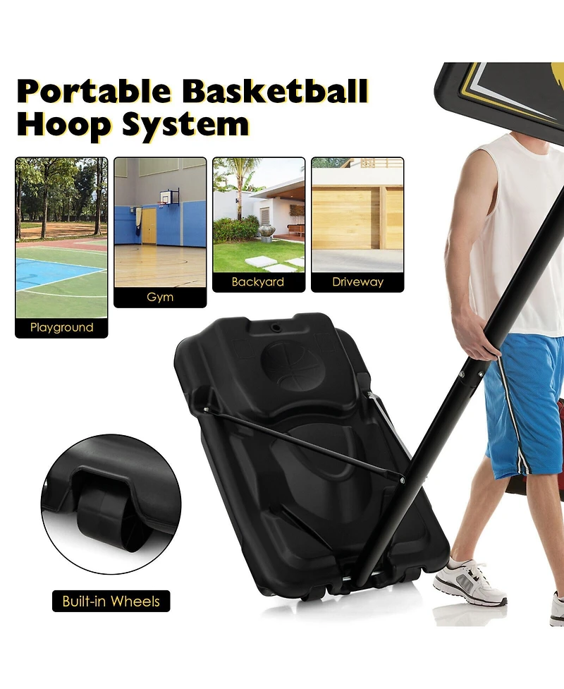 Gouun 4.25-10 Feet Portable Adjustable Basketball Goal Hoop System