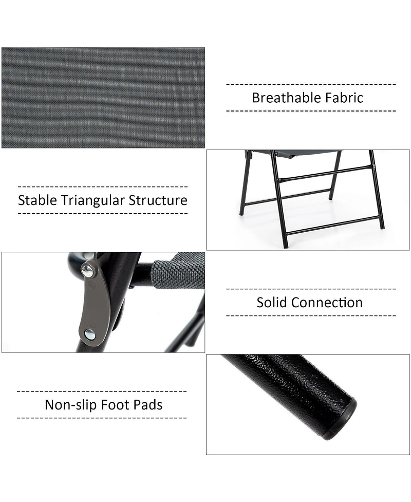 Sugift 4 Pieces Portable Outdoor Folding Chair with Armrest
