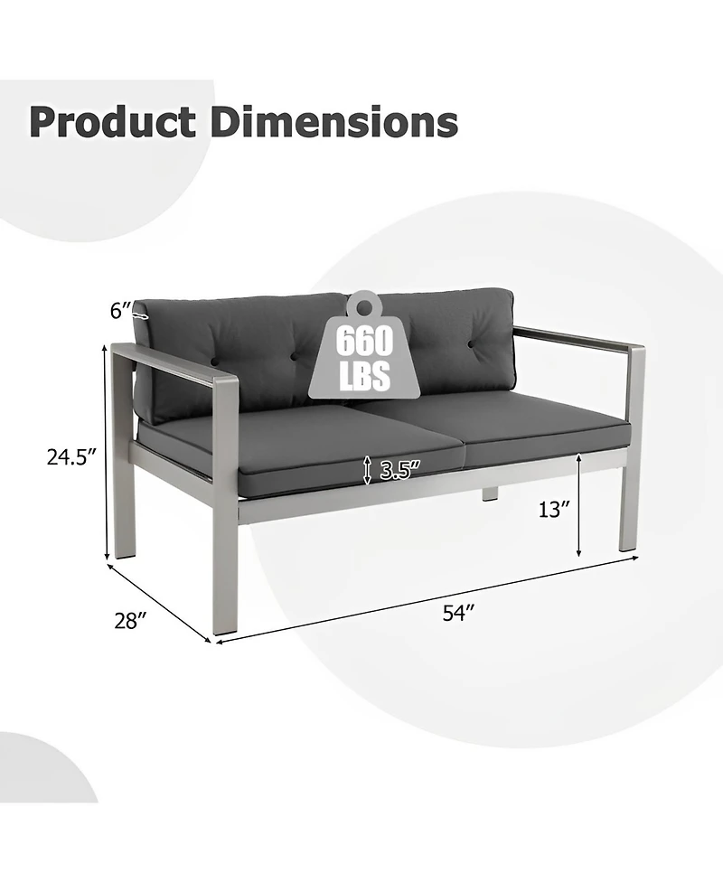 Vebreda Contemporary 2-Person Loveseat Chair with Wpc Armrests for Balcony Backyard Porch