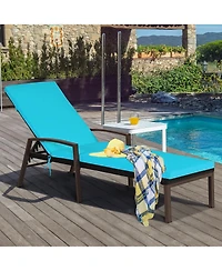 Sugift 2 Pieces Patio Rattan Reclining Chaise Lounge Chair with Cushion and Armrest