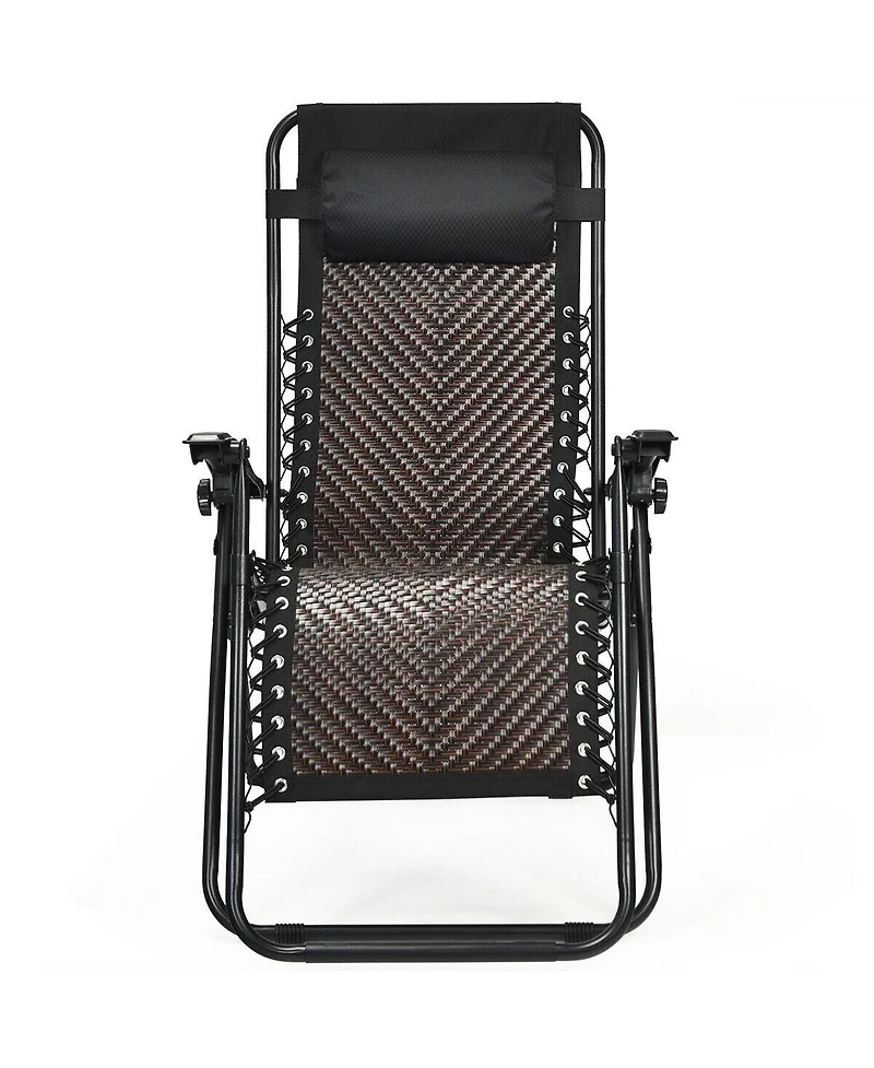 Sugift 2 Pieces Folding Patio Rattan Zero Gravity Lounge Chair