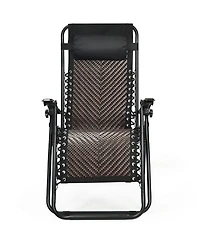 Sugift 2 Pieces Folding Patio Rattan Zero Gravity Lounge Chair