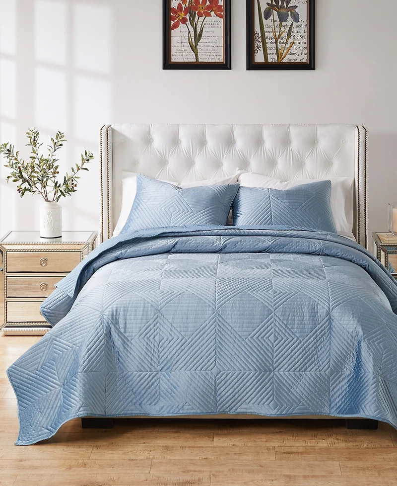 Greenland Home Fashions Riviera Velvet 3-Pc. Quilt Set
