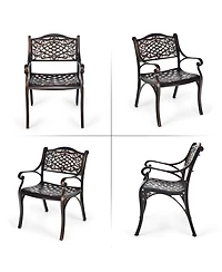 Sugift 2-Piece Outdoor Cast Aluminum Chairs with Armrests and Curved Seats