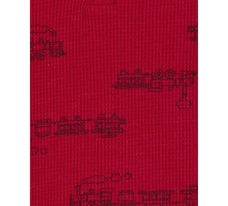 Carter's Baby Boys Train Hooded Thermal Bodysuit & Pants, 2 Piece Set