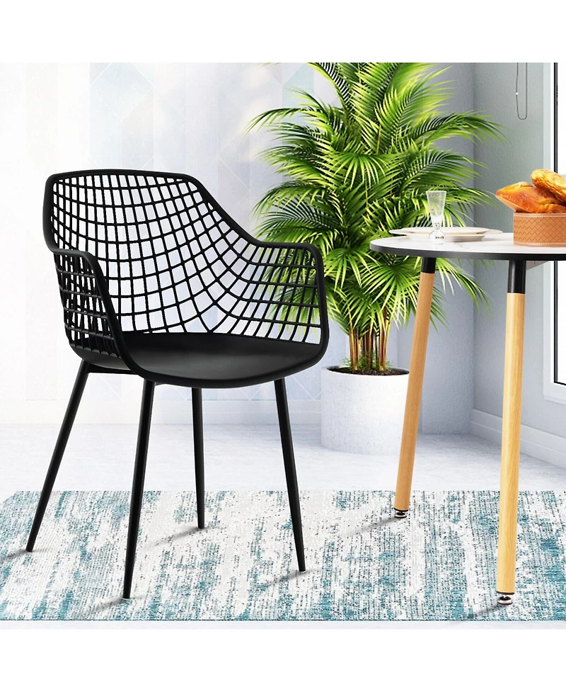 Sugift Set of 4 Heavy Duty Modern Dining Chair with Airy Hollow Backrest