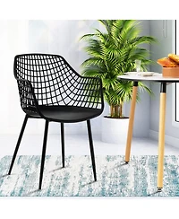 Sugift Set of 4 Heavy Duty Modern Dining Chair with Airy Hollow Backrest