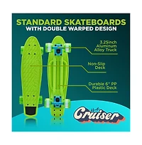 Hurtle 6'' Pp Deck Skateboard, Mini Cruiser Skateboard for Kids, Teens, and Adults