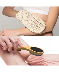 Sisal Hemp Bath Glove, Pack of 2, and 4-in-1 Foot Scrubber Bundle