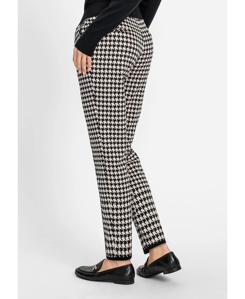 Olsen Women's Houndstooth Jersey Knit Cropped Pant