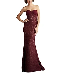Tadashi Shoji Women's Kohli Strapless Lattice Embroidered Gown