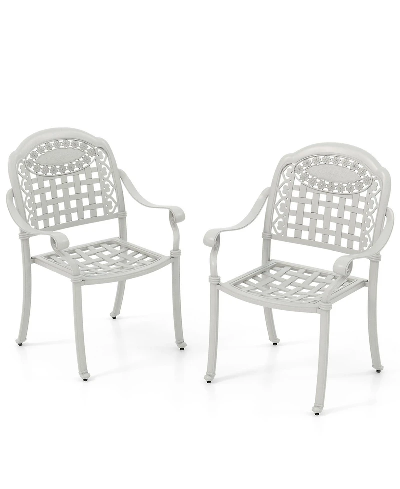 Sugift Cast Aluminum Patio Chairs Set of 2 with Armrests
