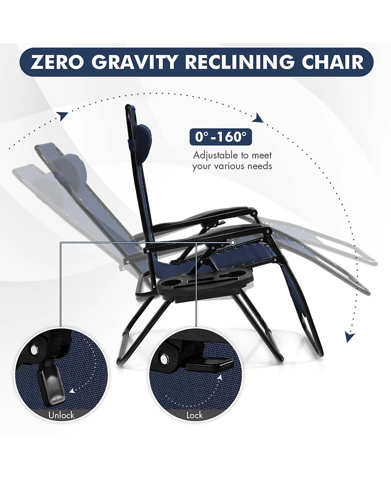 Inolait Outdoor Folding Zero Gravity Reclining Lounge Chair