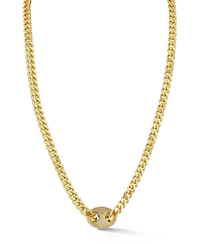 Rachel Zoe Gold Plated Pave Mariner Curb Chain Necklace
