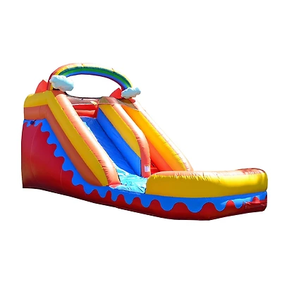 JumpOrange Commercial Grade Inflatable 14' Rainbow Cloud Xtreme Party Water Slide, 100% Pvc Vinyl With Air Blower