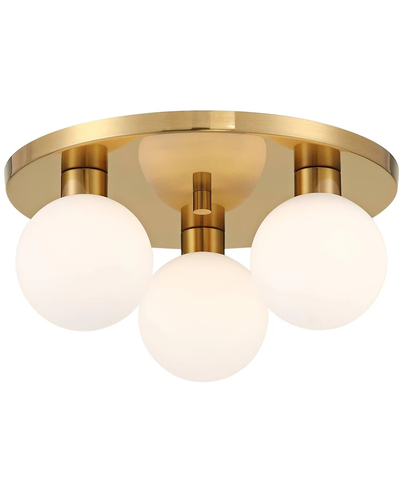 Possini Euro Design Katalin 12 1/4" Modern Semi Flush-Mount Ceiling Light Fixture Kitchen Foyer Round 3-Light Led Gold Finish