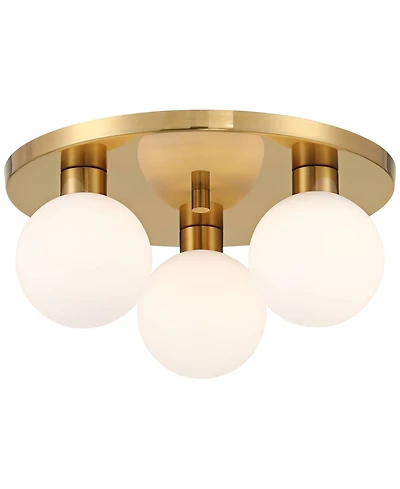 Possini Euro Design Katalin 12 1/4" Modern Semi Flush-Mount Ceiling Light Fixture Kitchen Foyer Round 3-Light Led Gold Finish
