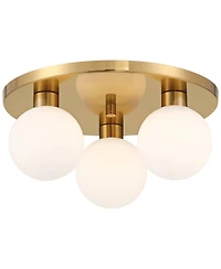 Possini Euro Design Katalin 12 1/4" Modern Semi Flush-Mount Ceiling Light Fixture Kitchen Foyer Round 3-Light Led Gold Finish