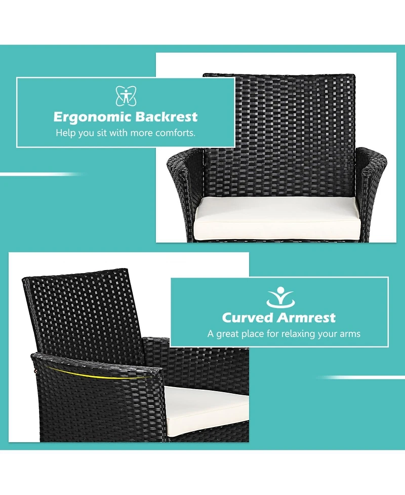 Sugift 2 Pieces Patio Wicker Chairs with Cozy Seat Cushions