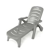 Sugift 5 Position Adjustable Folding Lounger Chaise Chair on Wheels