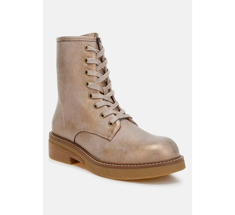 Clover Faux Leather Lace Up Boots Women